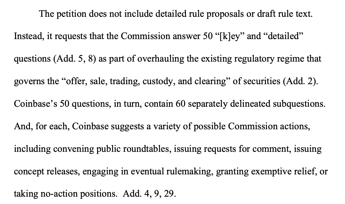 The petition does not include detailed rule proposals or draft rule text. Instead, it requests that the Commission answer 50 