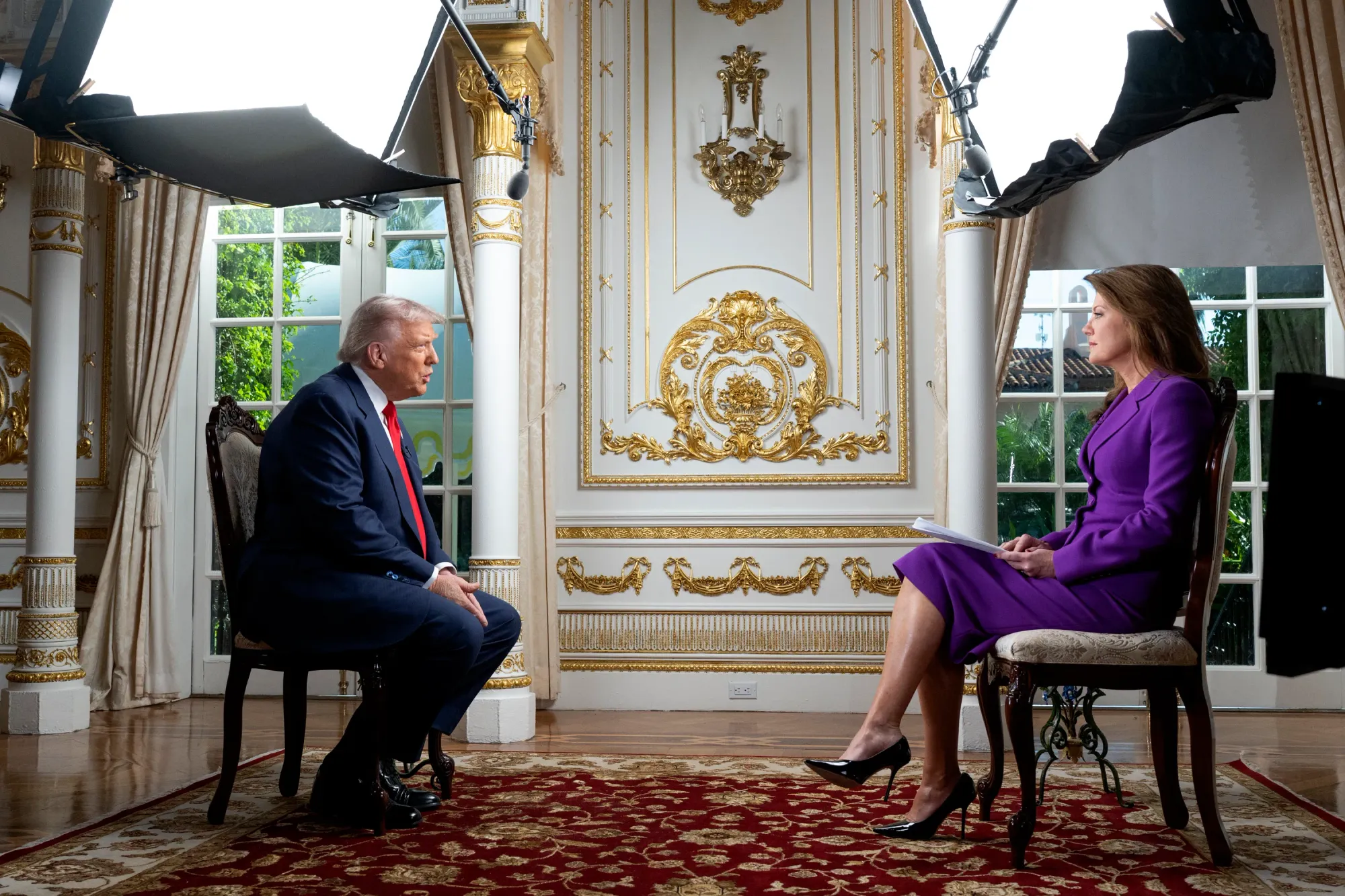 Donald Trump is interviewed by Norah O’Donnell at the White House for CBS’ 60 Minutes.