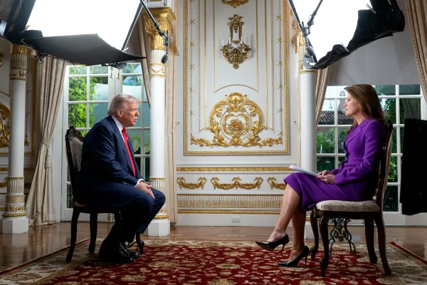 Donald Trump is interviewed by Norah O’Donnell at the White House for CBS’ 60 Minutes.